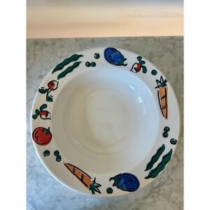 Vintage Syracuse Large Rimmed Bowls with Vegetable Design on Rim 2 Pieces